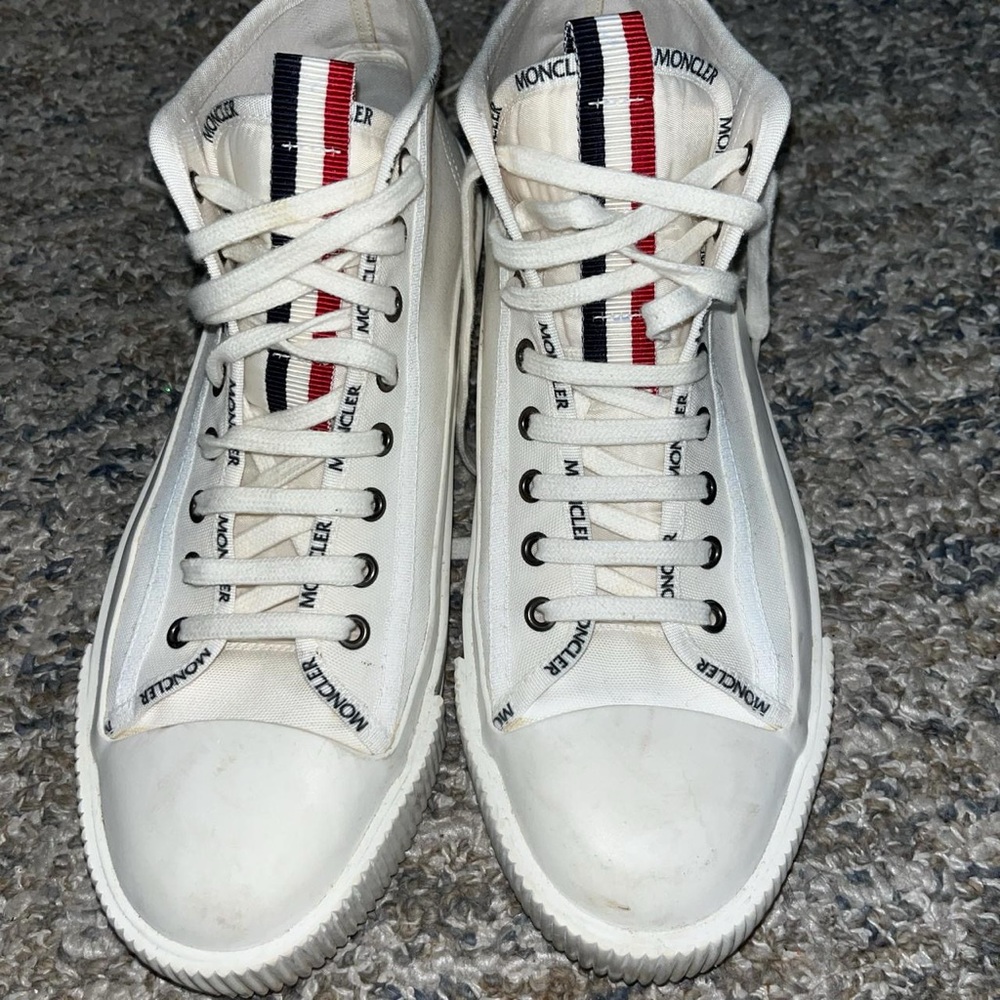 MONCLER - Lissex Logo-Appliquéd Cotton-Canvas High-Top Sneakers 
Mens size 10 US